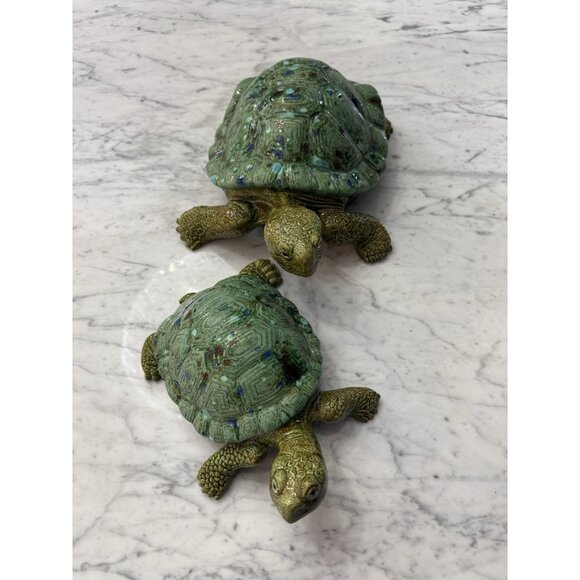 Vintage Scioto Hand Painted Ceramic Turtles Unique Lot of 2 Mother & Baby Turtle - Picture 6 of 15